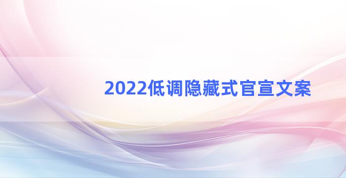 2022低调隐藏式官宣文案
